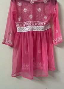 Pink Chikankari Embroidered Kurta