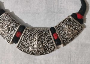 Ethnic German Silver Thread Necklace