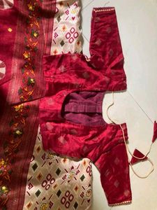 Red Embroidered Saree with Blouse