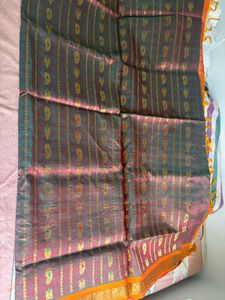 Orange-Brown dual shade 💯Silk Saree