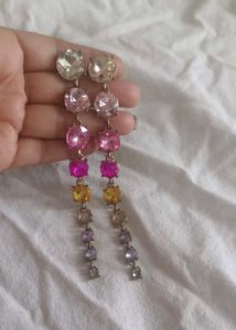 Colorful Gemstone Drop Earrings only two stone is