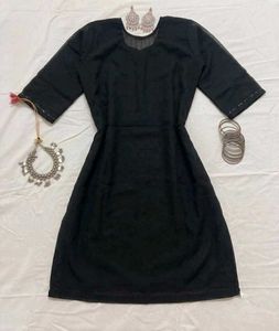 Embroidered Y2k Short Black Farshi Kurta Set