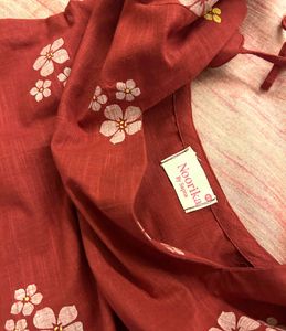 Maroon Floral Print Square Neck Dress