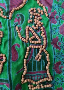 Ethnic silk printed jacket with wooden bead work