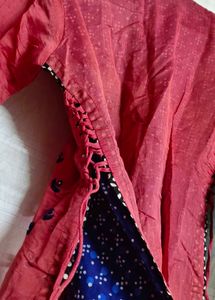 mirror work Red &amp; Blue Kurta Set