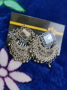 Beautiful Oxidised Earrings With Mirror Work