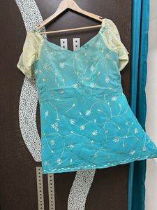 Sky Blue Embroidered Sharara Set