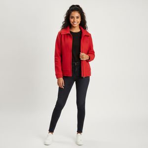 Red Zip-Up Bomber Style Jacket