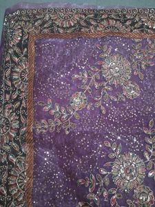 Exquisite Purple Embroidered Saree