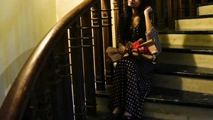 Chic Polka Dot Maxi Dress with Flare Sleeves