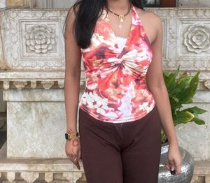 Floral Print Halter Neck Top