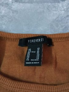 Brown Ribbed Crop Tank Top with Alien Patch