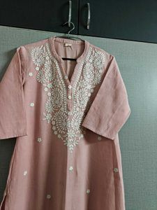 Elegant Pink Chikankari Kurta Set