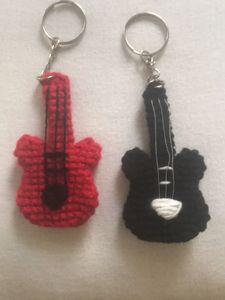 Crochet Guitar Keychains - Music Lover Gift