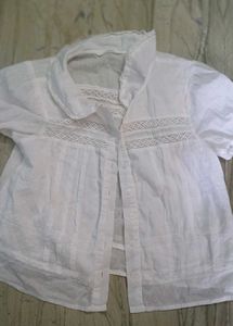 Chic White Lace Trimmed Blouse
