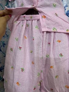 Pink Fruit Print Pajama Set
