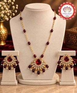 Stunning Red Stone Necklace & Earring Set