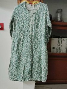 86.Green Floral Print Kurta