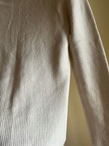 Cream Ribbed Mock Neck Sweater