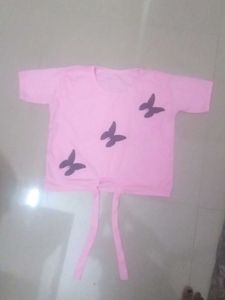 Pink Butterfly Tie-Front T-Shirt