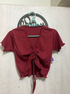 Chic Ruched V-Neck Crop Top