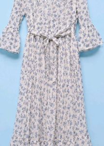 Floral Print Pleated Midi Dress