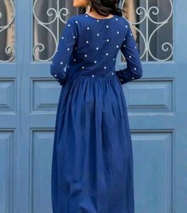 Stylish Navy Blue Polka Dot Dress
