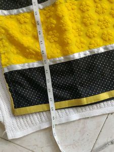 ANORA Grey Kurta with Yellow Floral Embellishments