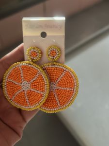 Orange Slice Beaded Earrings