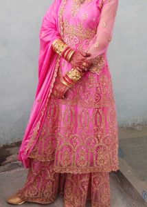 front back fully embroidered frock sharara set