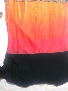 Women's Black &amp; Rust Designer Long Kurti | Stone W