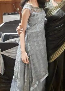 Elegant Grey Embroidered Gown