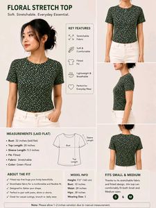 Floral Print Navy Blue fitted Top