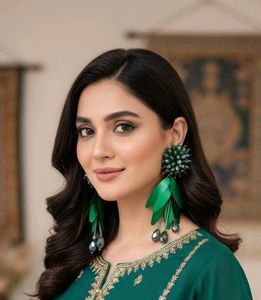 Statement Green Beaded Earrings