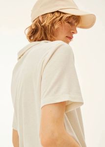 Cream V-Neck Polo Shirt