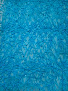 Dark Sky Blue Net Cloth With Pearls