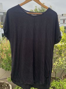 Chic Black Linen Blend T-Shirt