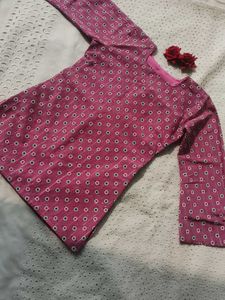 Pink Printed short kurti