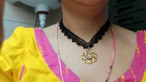 Black Lace Choker with Pendant