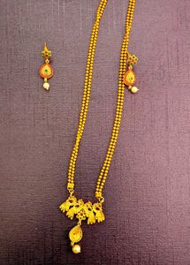 Gold Peacock Necklace with Earrings