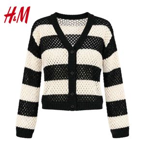 H&M Striped Crochet Knit Cardigan