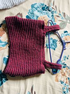 maroon purple Crocheted Crop Top