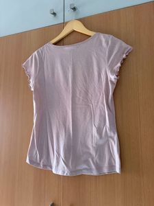 Soft Pink Lace Trim Satin Pyjama set