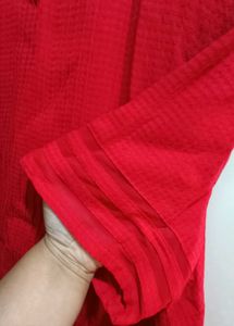 Red Formal Calf length Dress &amp; Leopard Print Top