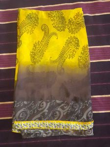 Beautiful Yellow &amp; Grey Saree