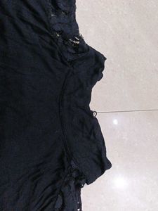 Black Lace Neckline Top