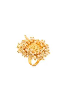 Elegant Pearl &amp; Gold Statement Ring