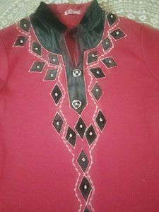 Embellished Red Kurta