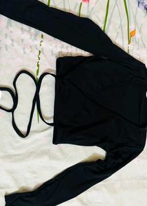 Black Wrap Crop Top