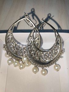 Pearl silver Jhumkas